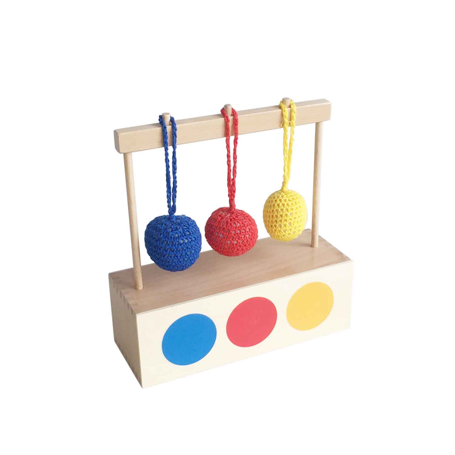 Imbucare box with 3 colored knit balls
