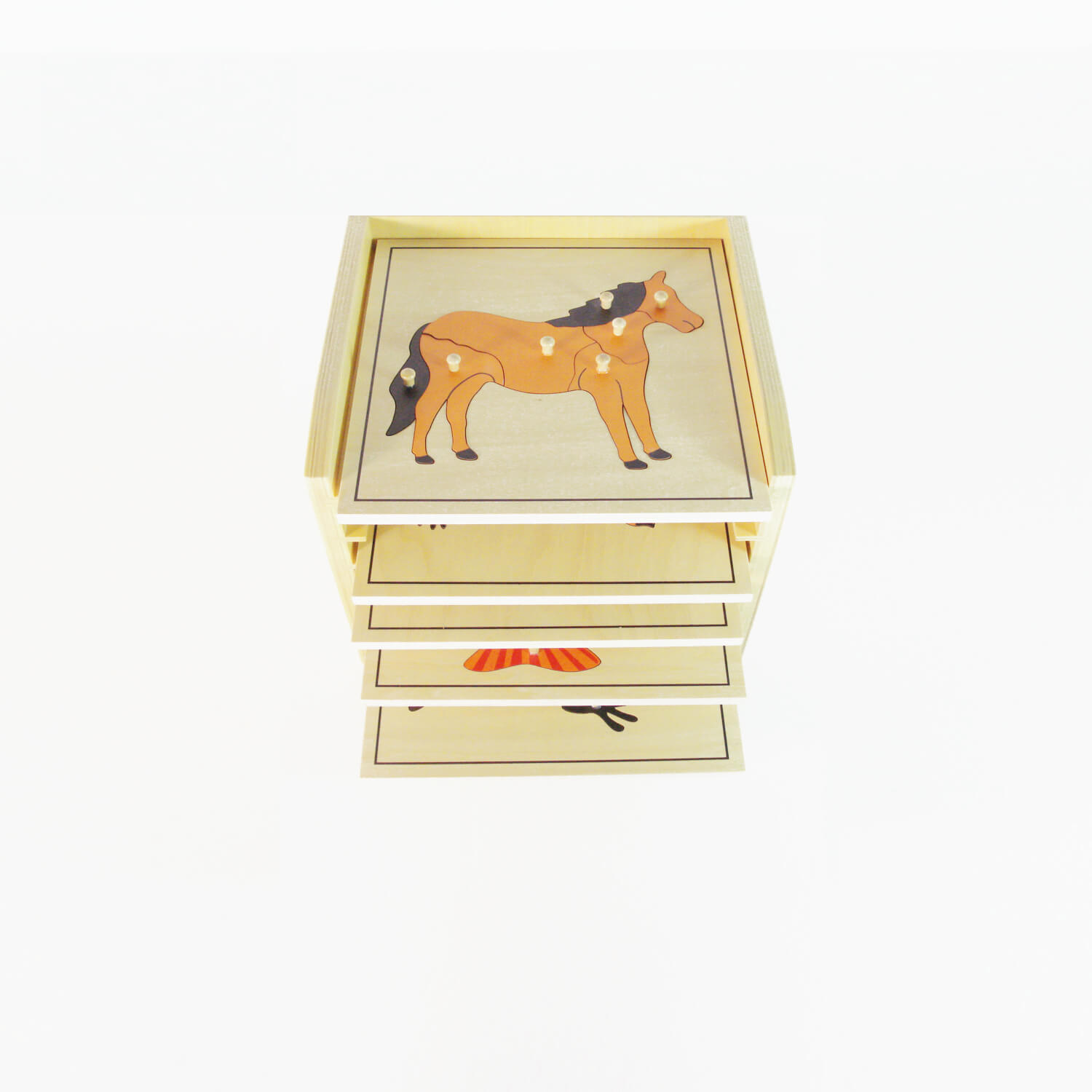 Animal Puzzle Cabinet: Five Compartments(Bird,Turtle,Fish,Horse,Frog)